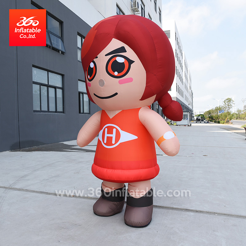 广告卡通充气红裙女孩充气卡通人物动感服装定制