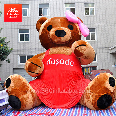 3M充气广告卡通毛绒可爱小熊中红裙充气卡通棕熊做广告