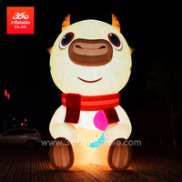 热销 LED 户外充气设计牛卡通巨型装饰吉祥物定制灯巨大牛广告